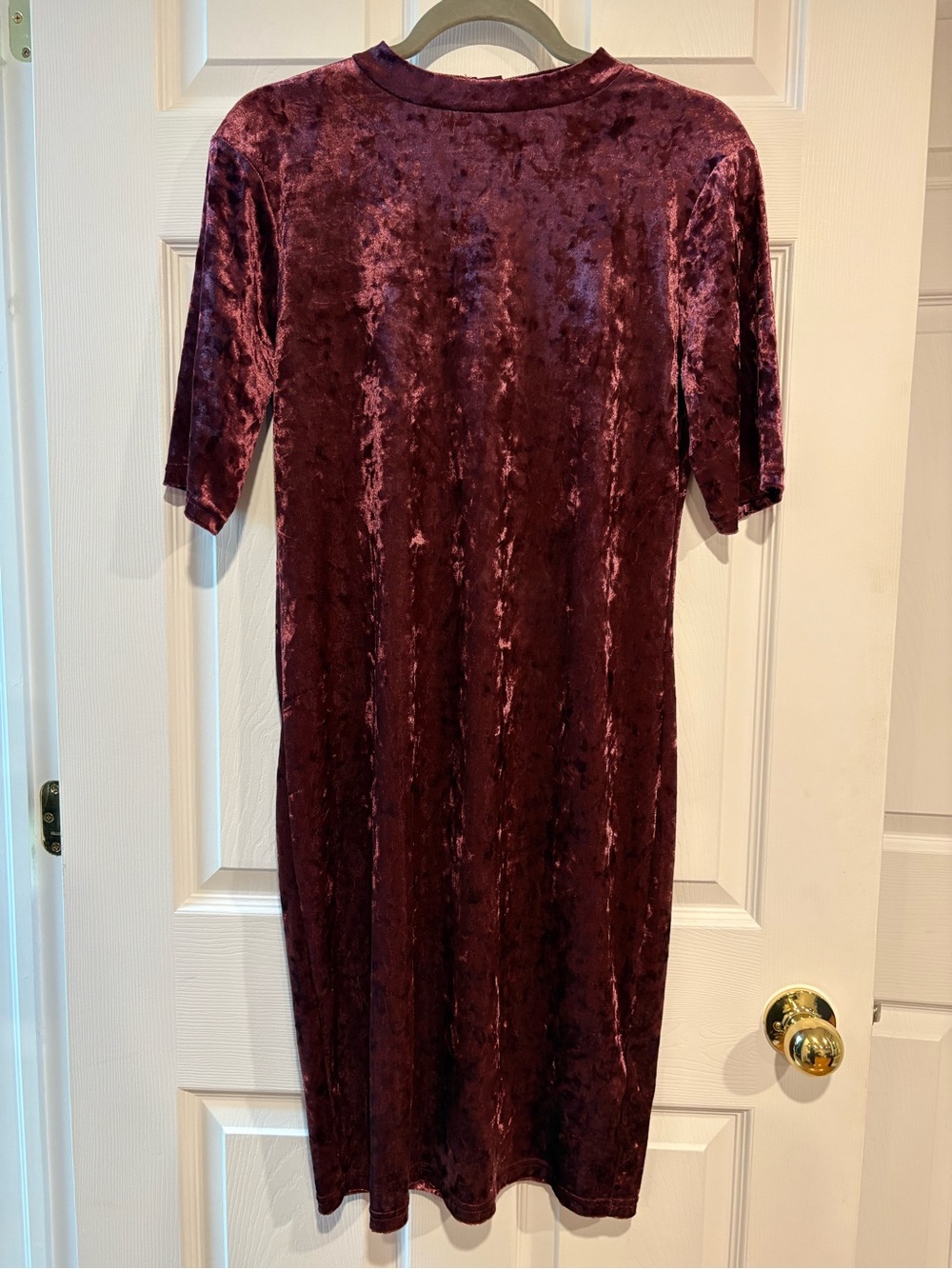b.young Burgundy Crushed Velvet Midi Dress S 90s Y2K Holiday Party - Picture 3 of 8